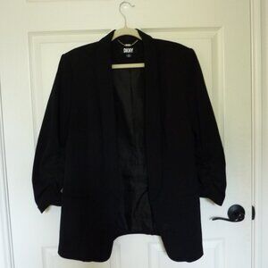 DKNY Black Blazer with Scrunched Sleeve Size 14
